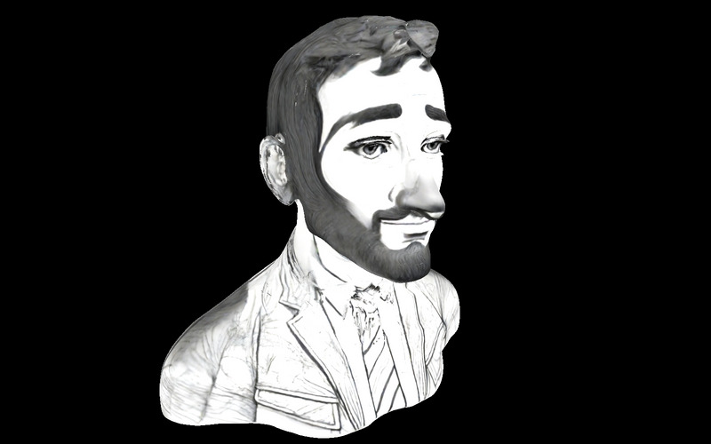 Wyrafinowany portret dżentelmena, model wydrukowany w 3D - Obraz funkcji 3