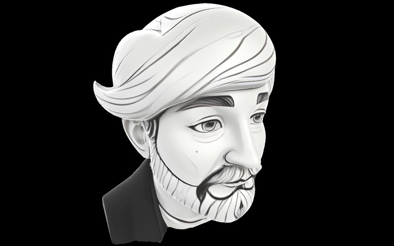 Fantazyjny model popiersia turbanu 3D - Obraz funkcji 1