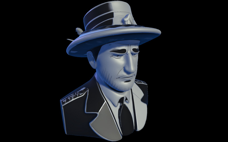 Detective Noir Busto Modello 3D - Caratteristiche Immagine 3