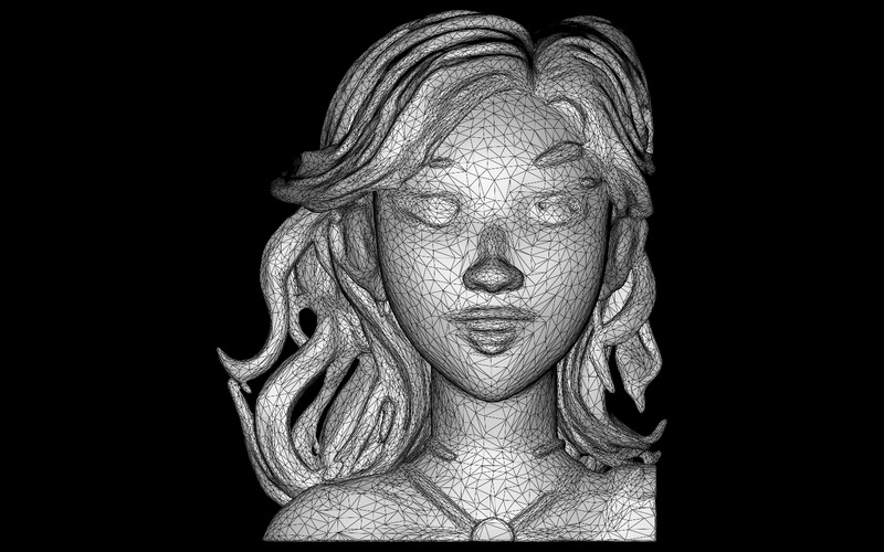 Stilize Kadın Büstü - Metalik Heykel 3D Model - Features Image 6