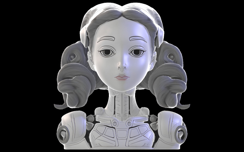 Female Android Bust 3D Model - Features Image 5