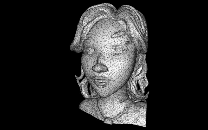 Stilize Kadın Büstü - Metalik Heykel 3D Model - Features Image 2