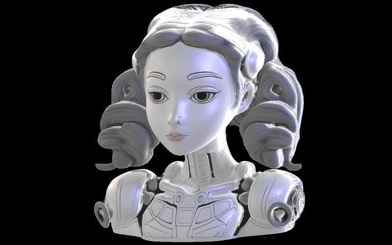 Female Android Bust 3D Model - Features Image 1