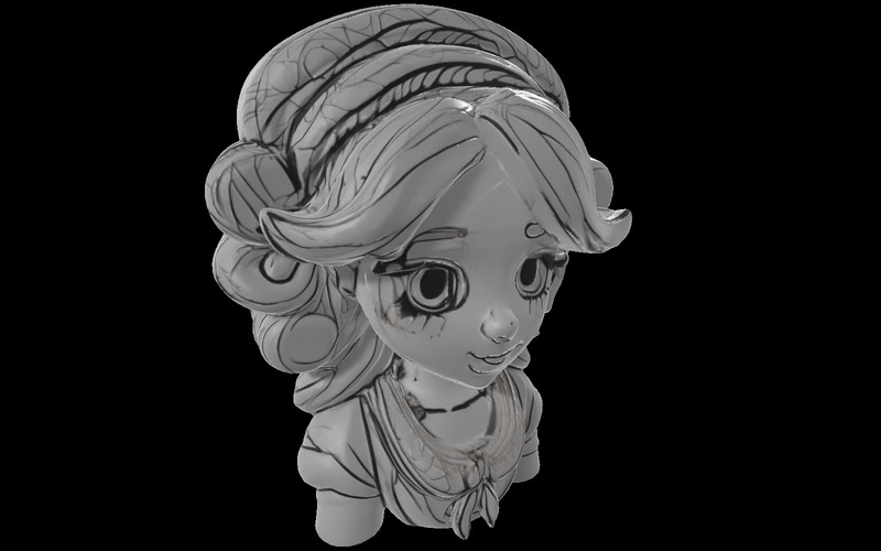 艾莉公主收藏品半身像免费 3D 模型 - Features Image 3