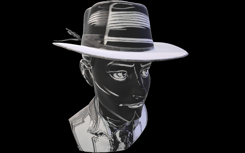 Film Noir Detektyw Bust Model 3D - Obraz funkcji 3