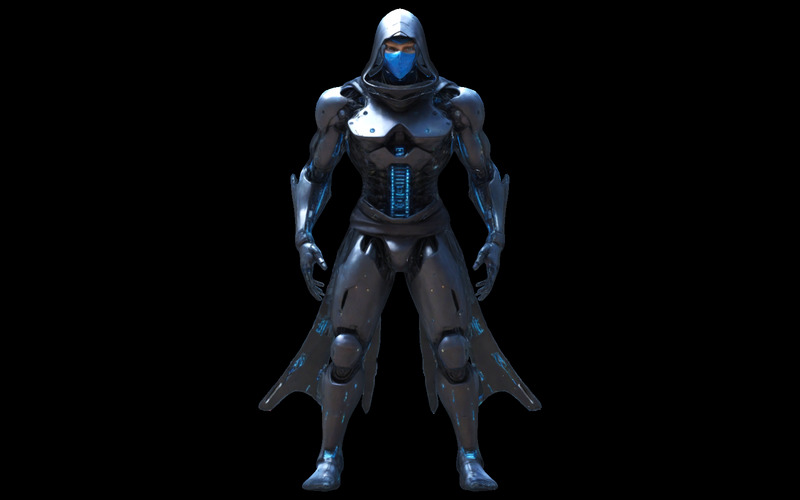 Modello di stampa 3D Cyber Hooded Stealth Warrior - Caratteristiche Immagine 3