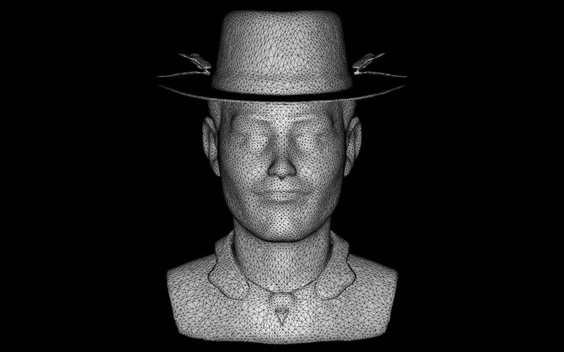 Film Noir Detektyw Bust Model 3D - Obraz funkcji 6