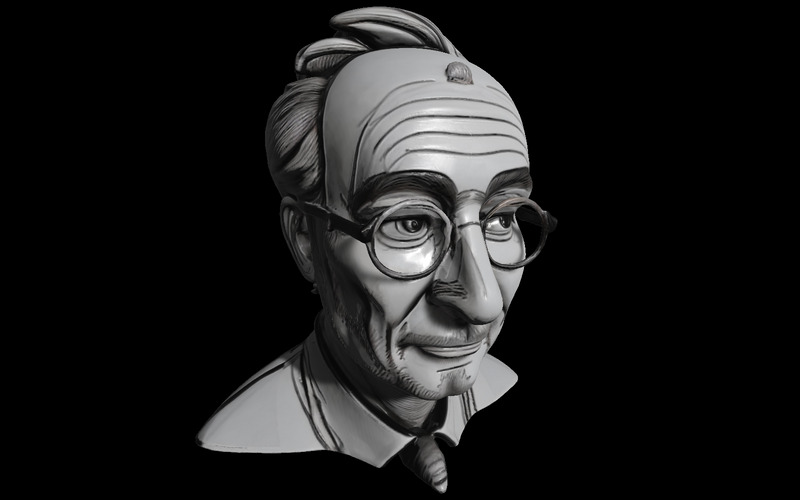 Senior Gentleman karaktär byst gratis 3D-modell - Features Image 3