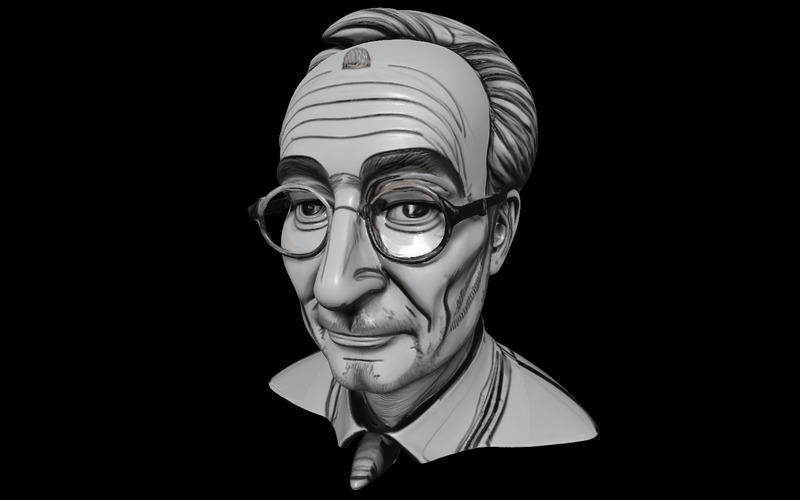 Senior Gentleman karaktär byst gratis 3D-modell - Features Image 1