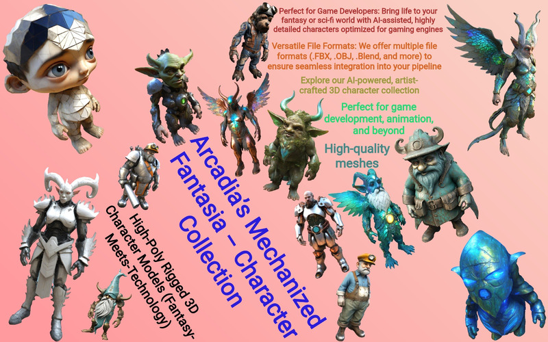 Механизированная фантазия Аркадии – 3D-модель коллекции персонажей - Features Image 1