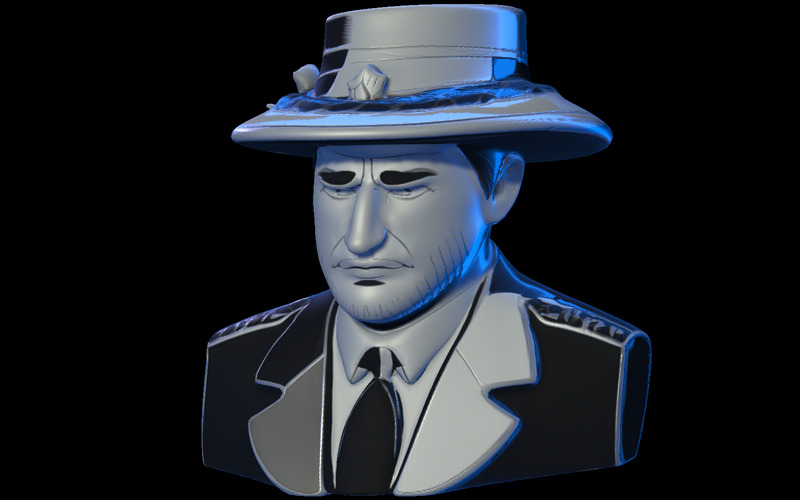 Detective Noir Busto Modello 3D - Caratteristiche Immagine 1