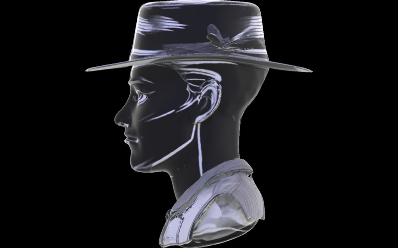 Film Noir Detektyw Bust Model 3D - Obraz funkcji 7