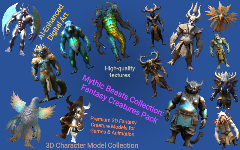 Collezione di bestie mitologiche: pacchetto di creature fantasy modello 3D gratuito - Caratteristiche Immagine 1
