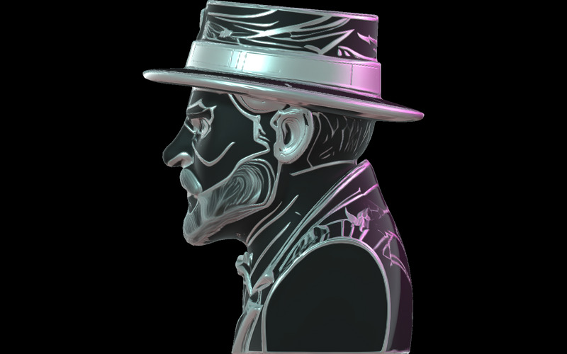 Cyberpunk Gentleman Bust Model 3D - Obraz funkcji 5