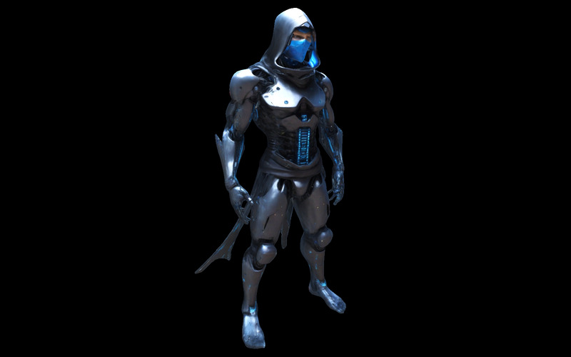 Modello di stampa 3D Cyber Hooded Stealth Warrior - Caratteristiche Immagine 1