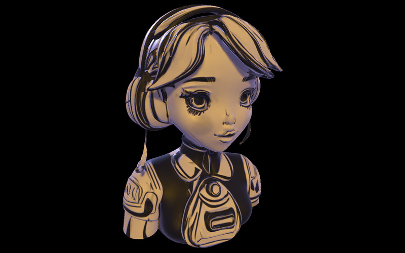 Anime Headset Dziewczyna Biust Model 3D - Obraz funkcji 3