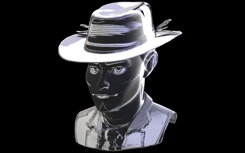 Film Noir Detektyw Bust Model 3D - Obraz funkcji 1