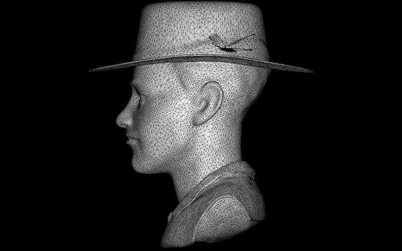 Film Noir Detektyw Bust Model 3D - Obraz funkcji 8