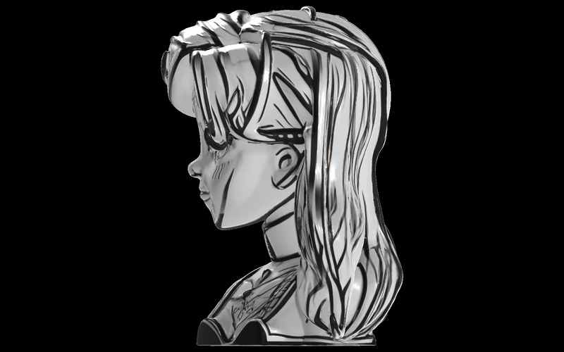 Busto di ragazza anime - Scultura di personaggio stilizzato Modello 3D - Caratteristiche Immagine 7
