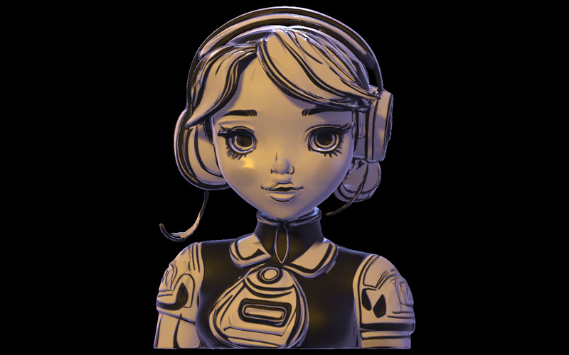 Anime Headset Dziewczyna Biust Model 3D - Obraz funkcji 5