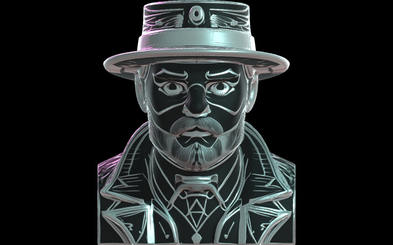 Cyberpunk Gentleman Bust Model 3D - Obraz funkcji 3