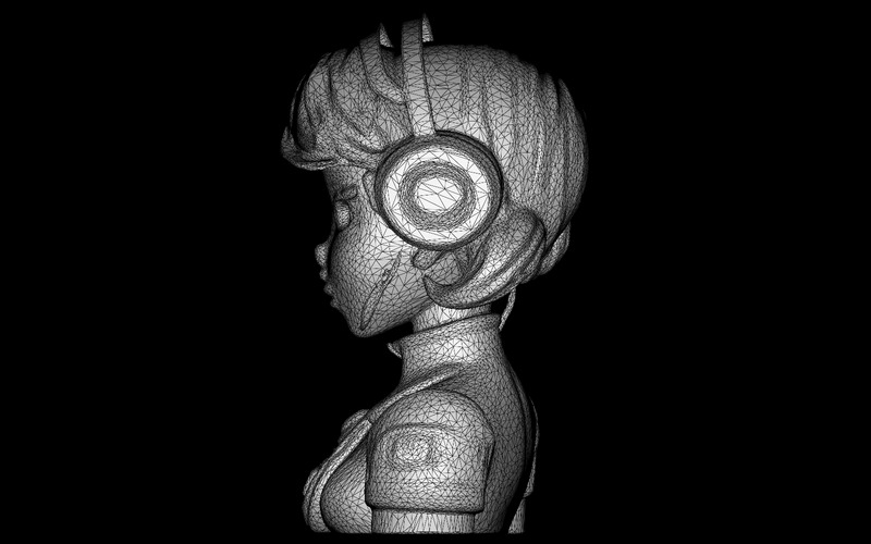 Anime Headset Dziewczyna Biust Model 3D - Obraz funkcji 8