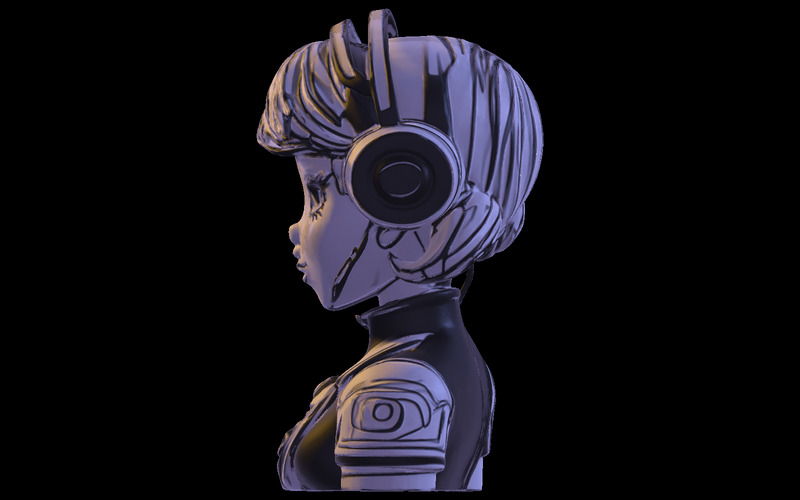 Anime Headset Dziewczyna Biust Model 3D - Obraz funkcji 7