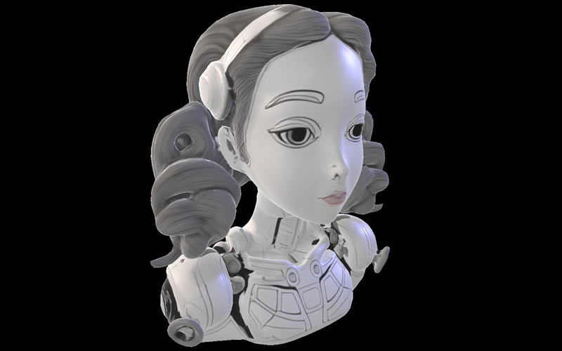 Female Android Bust 3D Model - Features Image 3