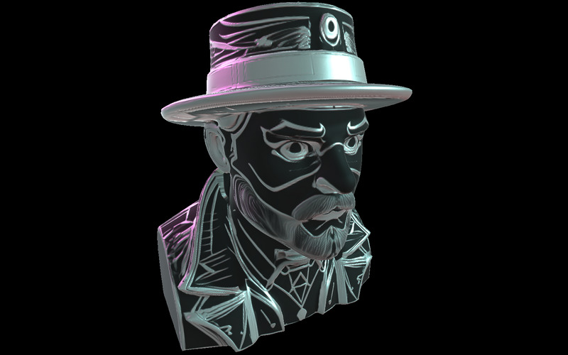 Cyberpunk Gentleman Bust Model 3D - Obraz funkcji 1