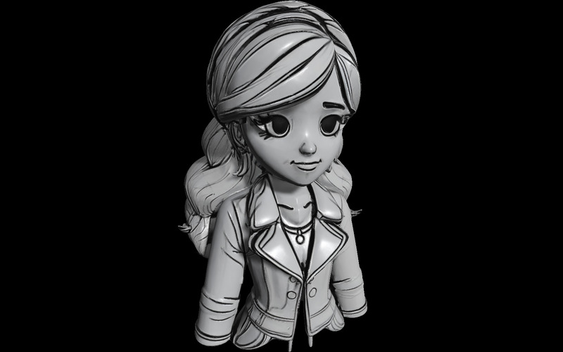 Anime flicka i stilig kappa statyett gratis 3D-utskriftsmodell - Features Image 3