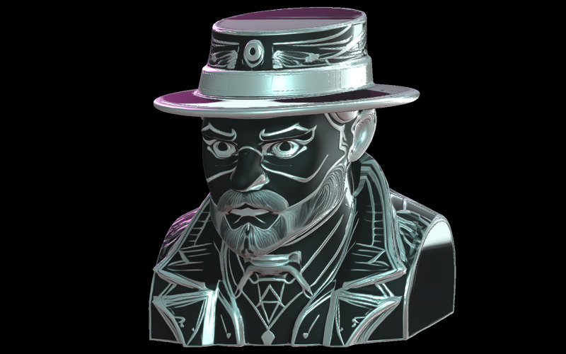 Cyberpunk Gentleman Bust Model 3D - Obraz funkcji 7