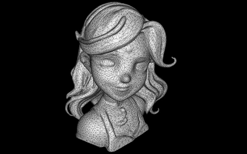 Busto di ragazza anime - Scultura di personaggio stilizzato Modello 3D - Caratteristiche Immagine 4