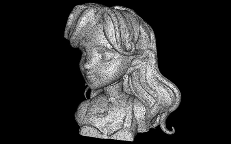 Busto di ragazza anime - Scultura di personaggio stilizzato Modello 3D - Caratteristiche Immagine 2