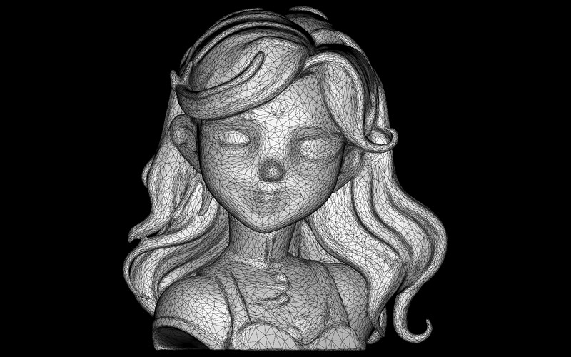 Busto di ragazza anime - Scultura di personaggio stilizzato Modello 3D - Caratteristiche Immagine 6