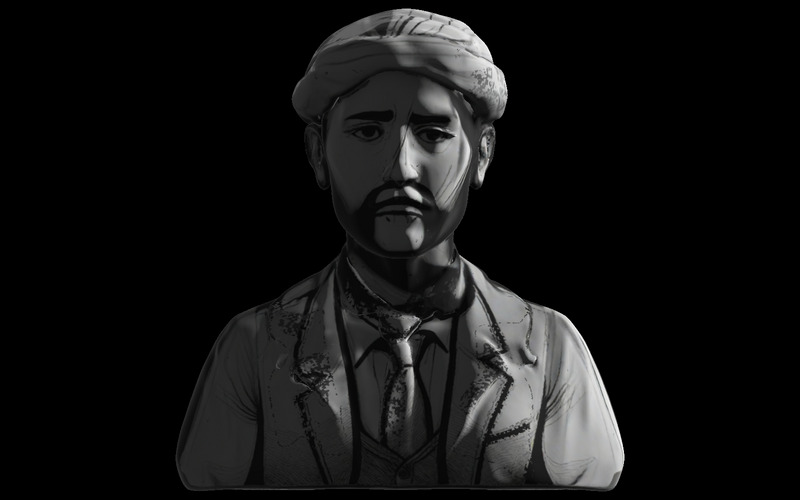 Model 3D popiersia myśliciela w turbanie - Obraz funkcji 3