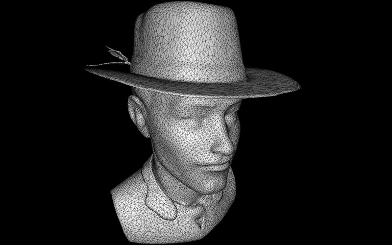 Film Noir Detektyw Bust Model 3D - Obraz funkcji 4