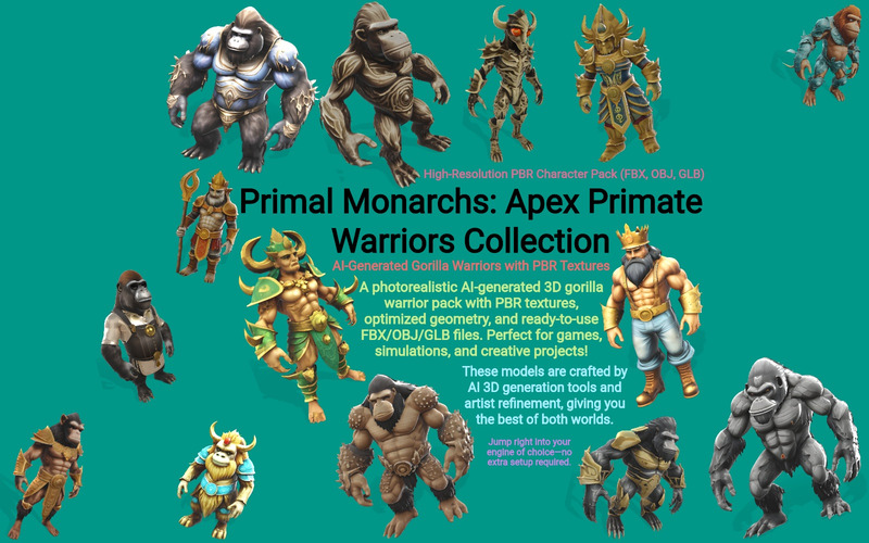 Primal Monarchs: Kolekcja wojowników naczelnych Apex Model 3D - Obraz funkcji 1