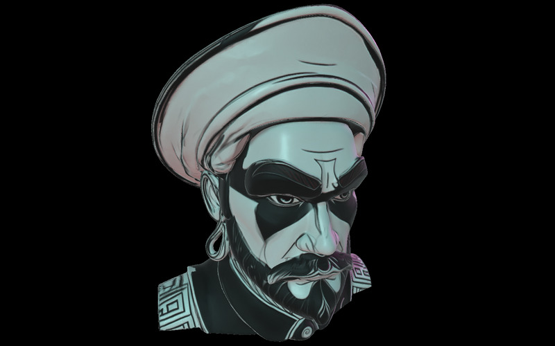 Mistyczny model popiersia turbanu 3D - Obraz funkcji 1