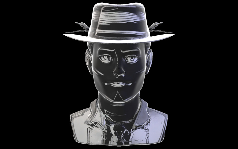 Film Noir Detektyw Bust Model 3D - Obraz funkcji 5