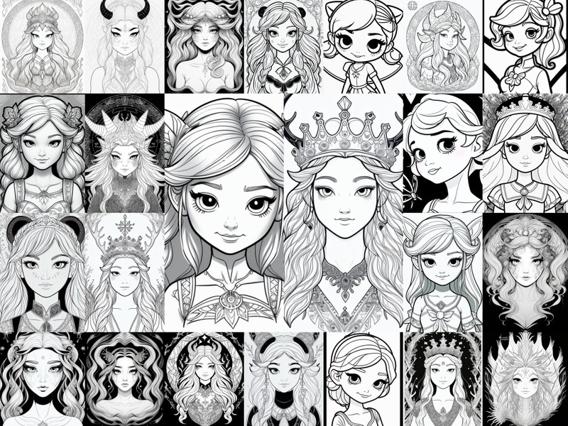 Enchanted Princess Portrait Collection - 24 Unique Designs - Features Image 1