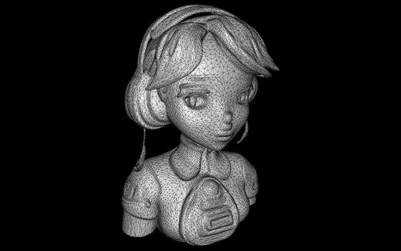 Anime Headset Dziewczyna Biust Model 3D - Obraz funkcji 4