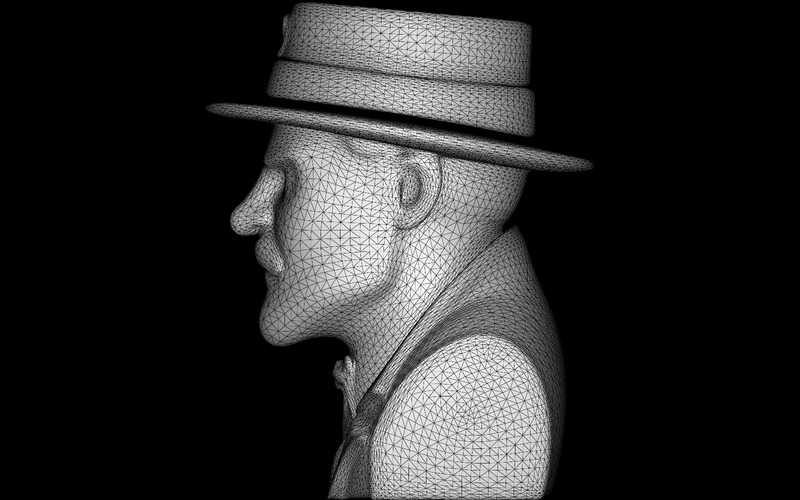 Cyberpunk Gentleman Bust Model 3D - Obraz funkcji 6