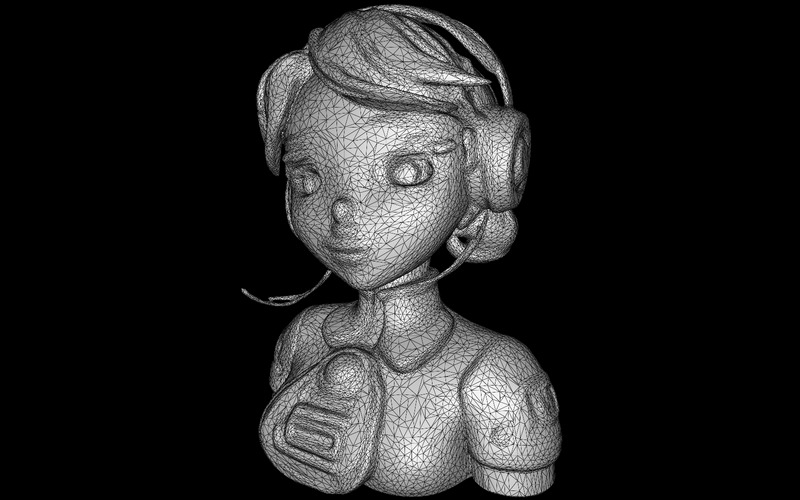 Anime Headset Dziewczyna Biust Model 3D - Obraz funkcji 2