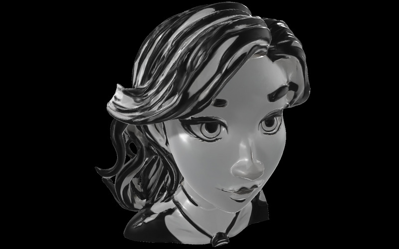 Stilize Kadın Büstü - Metalik Heykel 3D Model - Features Image 3