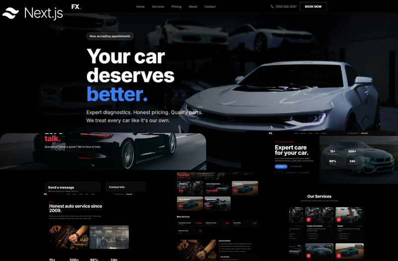 Fixora - 汽车服务与维修 Next.js TailwindCSS 网站模板 - Features Image 1
