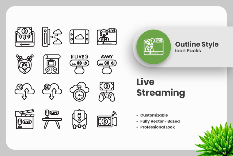 20 Set of Online Streaming Vol 5 Outline Icon Collection - Features Image 1