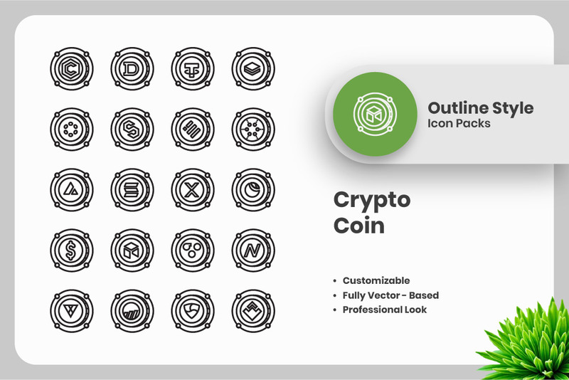 20 Set of Crypto Coins Vol 2 Outline Icon Collection - Features Image 1