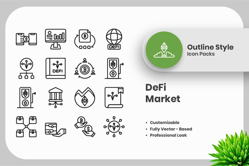 20 Set of Defi Market Outline Icon Collection - Features Image 1