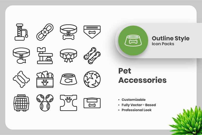 20 Set of Pet Accessories Outline Icon Collection - Features Image 1
