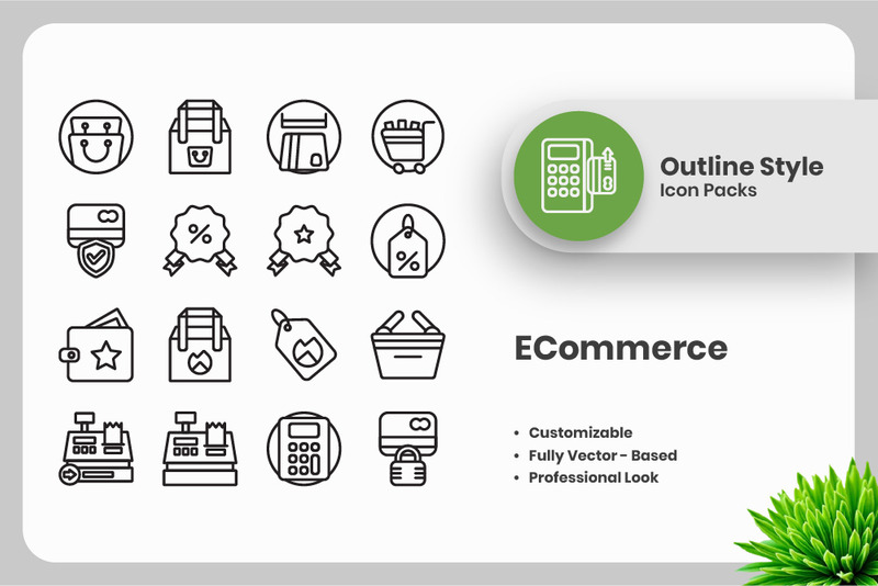 20 Set of ECommerce Outline Icon Collection - Features Image 1